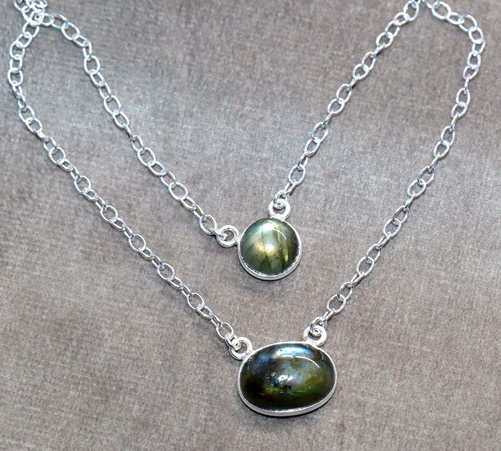 Choker Fiery Labradorite Bezel 925 Silver Plated Necklace 16" Fashion Sale F9v01