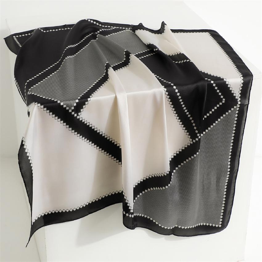 New geometric color matching simple square scarf spring and summer simulation silk temperament versatile polka dot silk scarf women's thin scarf sunsc