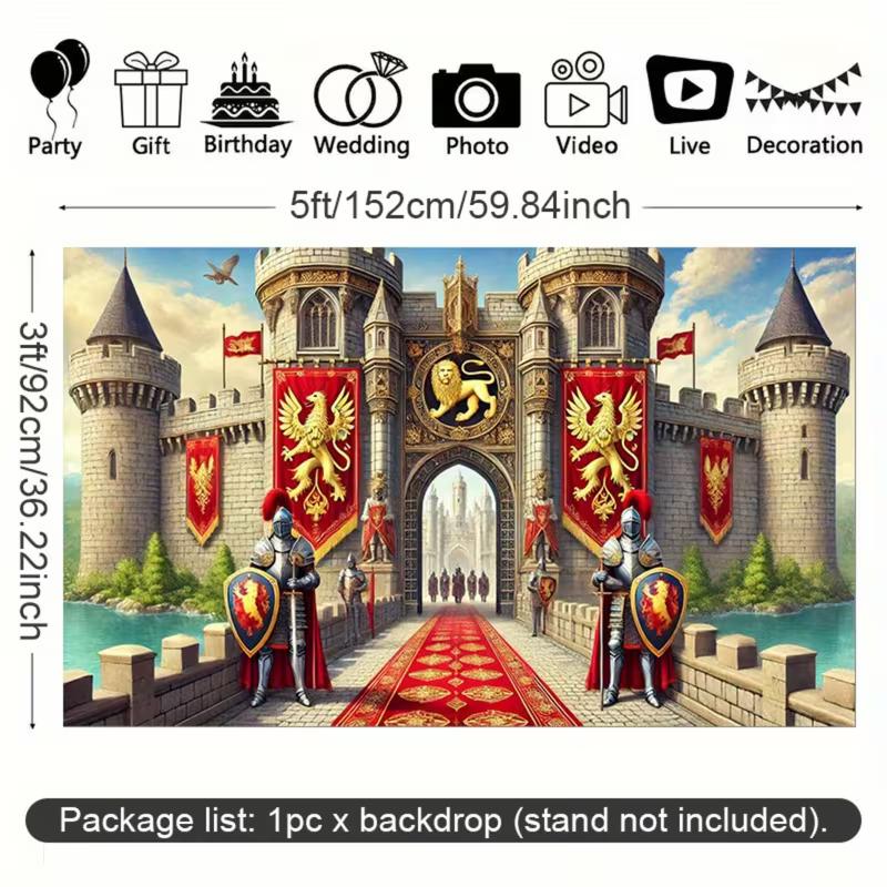 2D Ancient Stone Castle Backdrop Knights Themed Party Photography Background