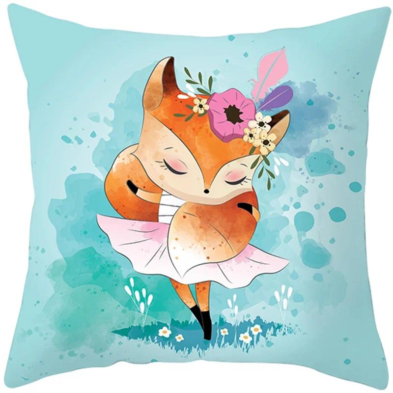 Cute Animals Printing Throw Pillow Case Home Decor for Sofa Bedroom Polyester Cushion cover Designer Funda Cojines x