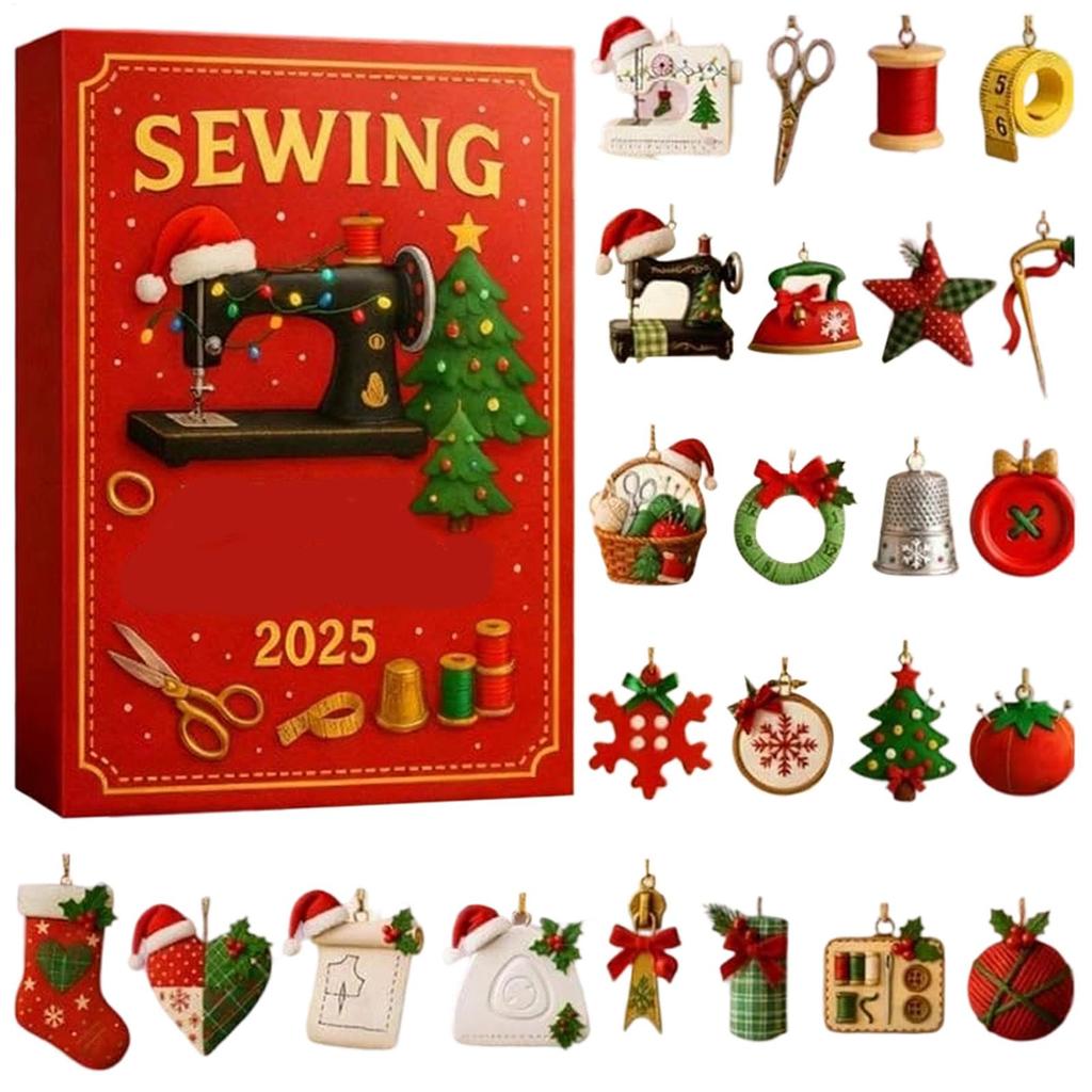Sewing Calendar Advent 2D Flat Sewing Accessories 2025 Christmas Countdown Calendar for Kids for Adults Living Room Bedroom