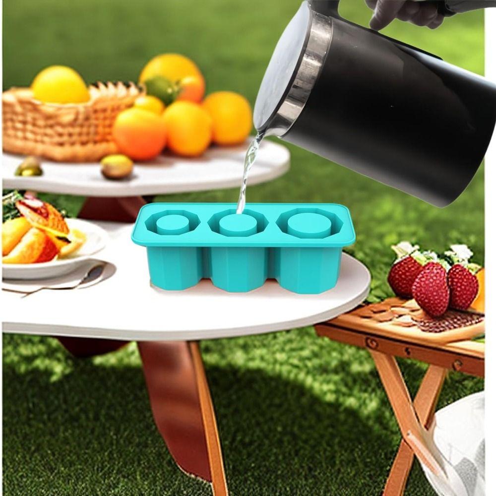 With Lid Ice Cube Tray 3 Hollow Cylinder Ice Molds Accessories Cup Silicone Ice Cube Mold Silicone for Cup 20-40oz