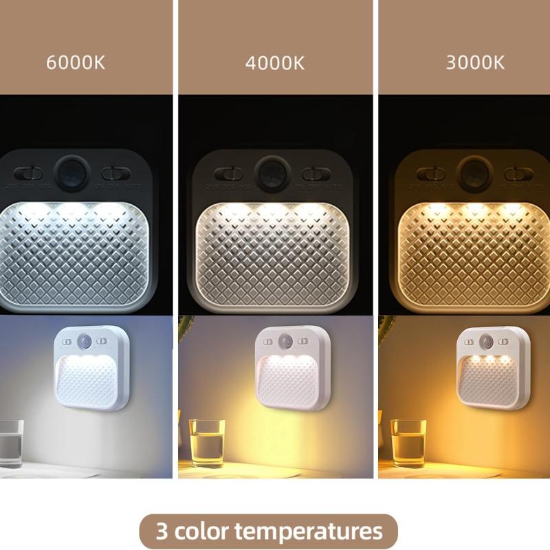 Led Night Light with Motion Detector 2 Pack, Cabinet Light Dimmable with Timer Function, Staircase Lighting 3 Color Temperature 3000/4500/6000K,