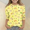 Kinder Tierdruck Rundhals Dreiviertelarm Lässiges T-Shirt Weicher Bequemer Stoff Geeignet für den Alltag und Spielzeit