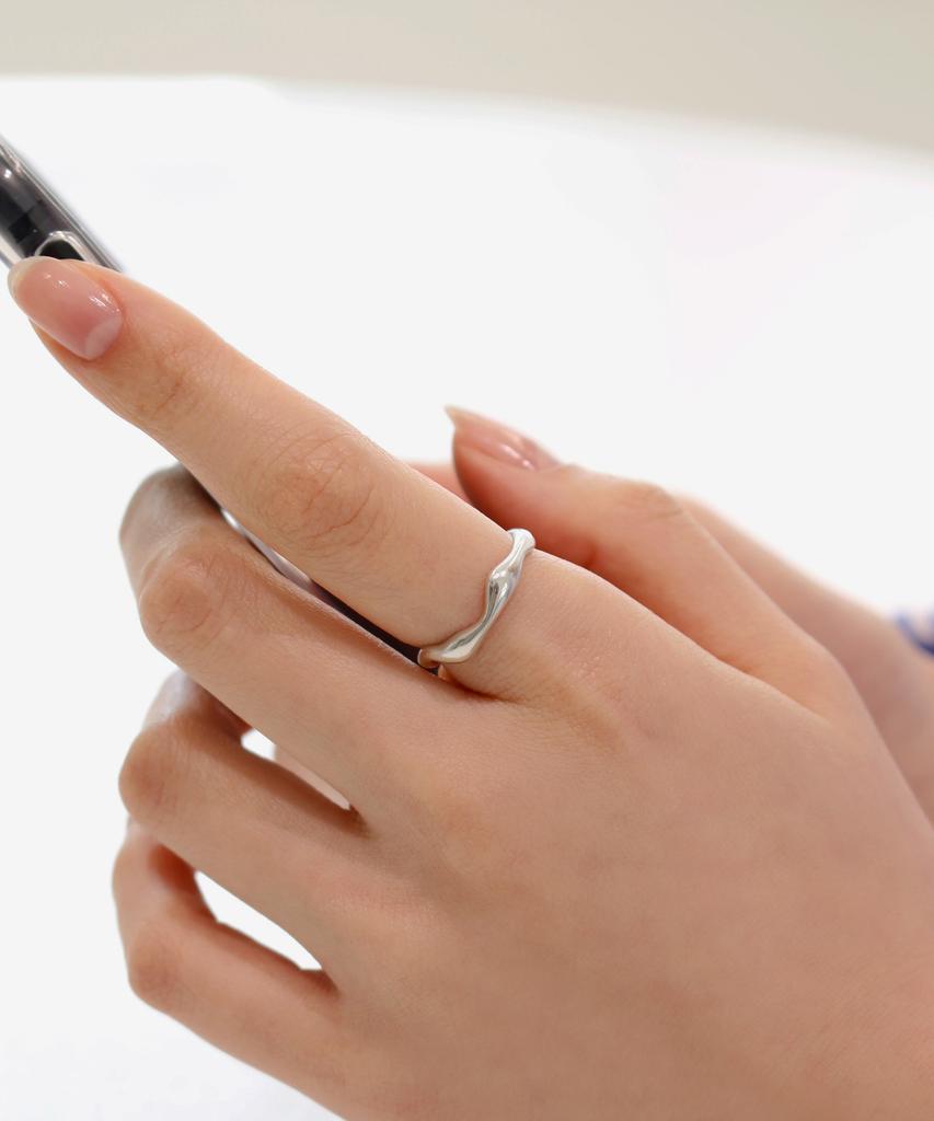 47Bag 925 Sterling Silver Ring Wavy Ring Irene