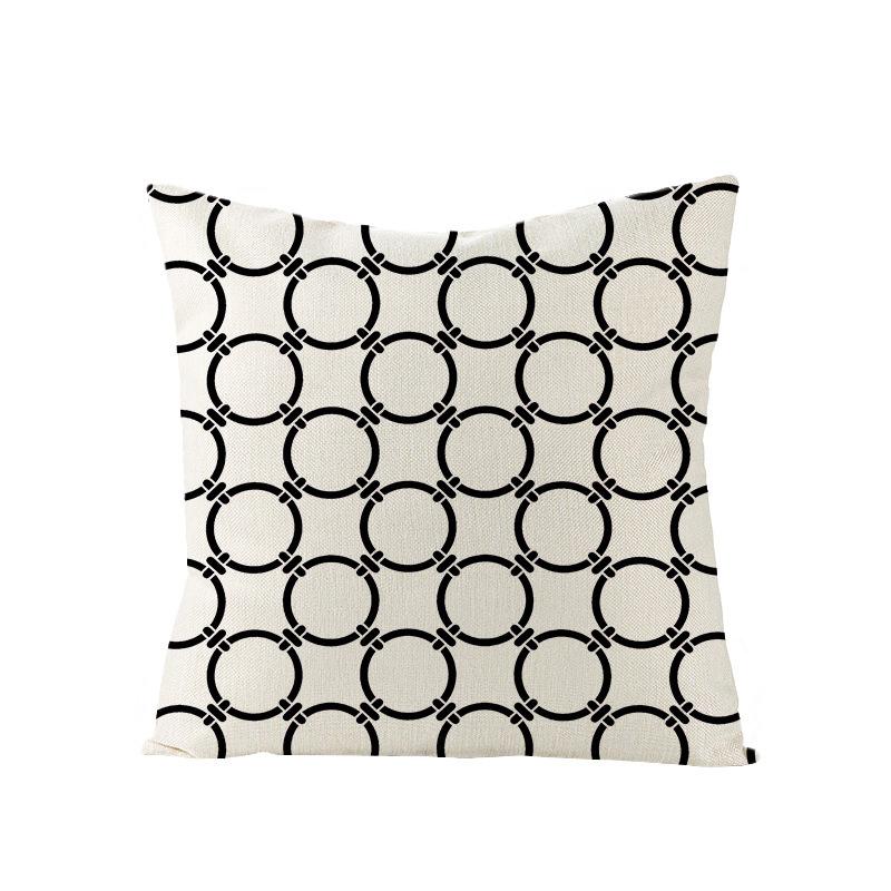 Black and White Nordic Simple Geometric Linen Pillowcase Modern Style Pillowcase Car Cushion Home