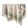 Simple and fashionable plant floral print square scarf, fresh and sophisticated, spring/autumn thin 111 twill silk scarf for women
