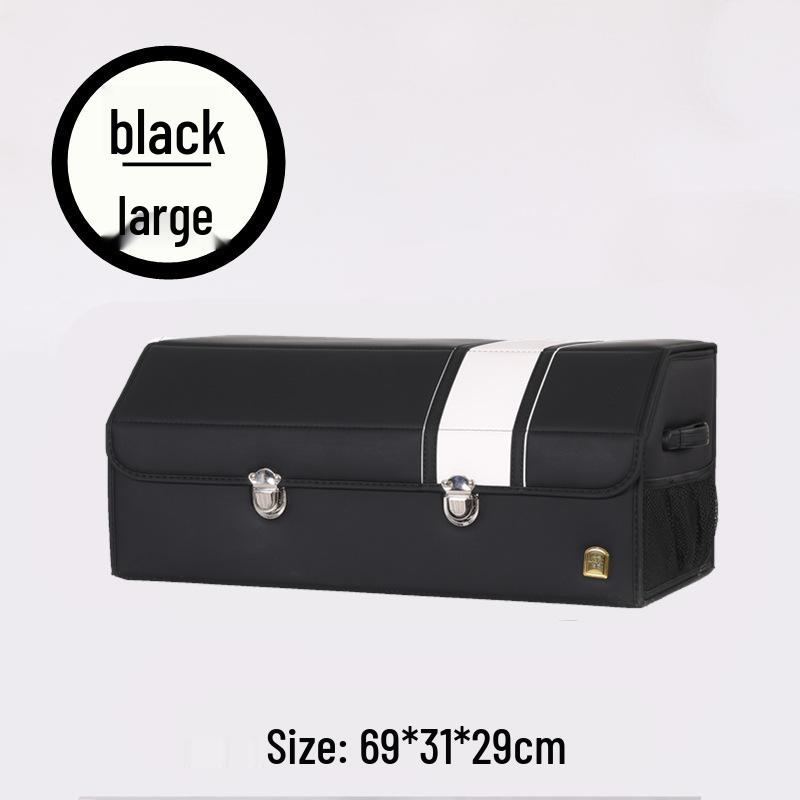 Leather Car Trunk Organizer: Foldable Interior Storage Box and Decorative Accessory.