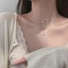 Double Layer Necklace for Women Twinkle Star Moon Choker Necklace Faux Diamond Pendant Rhinestone Clavicle Chain Jewelry Accessories