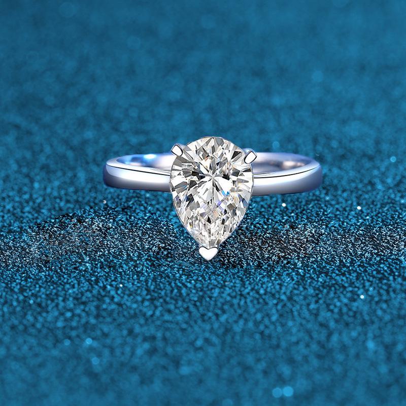 Pear-Shaped S925 Sterling Silver Pink Sapphire and White Diamond Ice Flower Cut Engagement Ring for Women