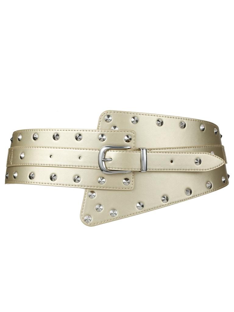 Vintage Belt Rivet Women'S Dress Shirt Decoration Elastic Elastic Extra Wide Waist Seal Belt