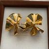 Three-Dimensional Metal Folding Earrings, Stud Earrings, Artistic Personality Retro Light Luxury Fashion Simple Three-Dimensional Niche High-End