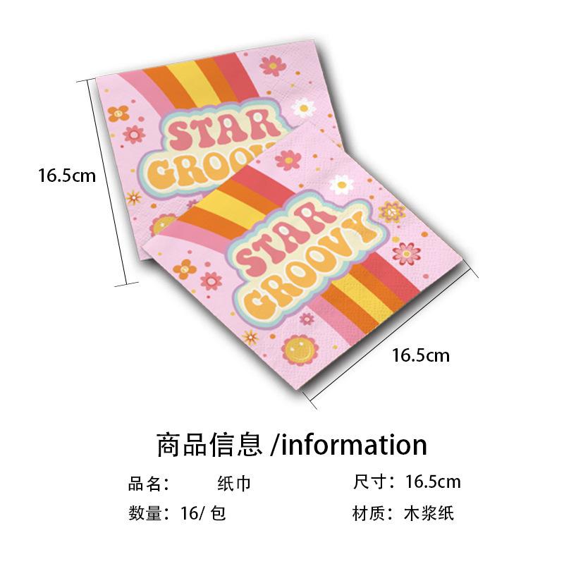 Hippie Girl Themed Party Cutlery Paper Plates Tissue Birthday Supplies Hippie Disposable Birthday Party Set