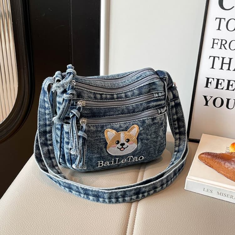 Borsa a tracolla borsa a spalla in denim lavato vintage