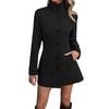 Women's Fashionable, Casual, Commuting Stand-up Collar Woolen Top Coat