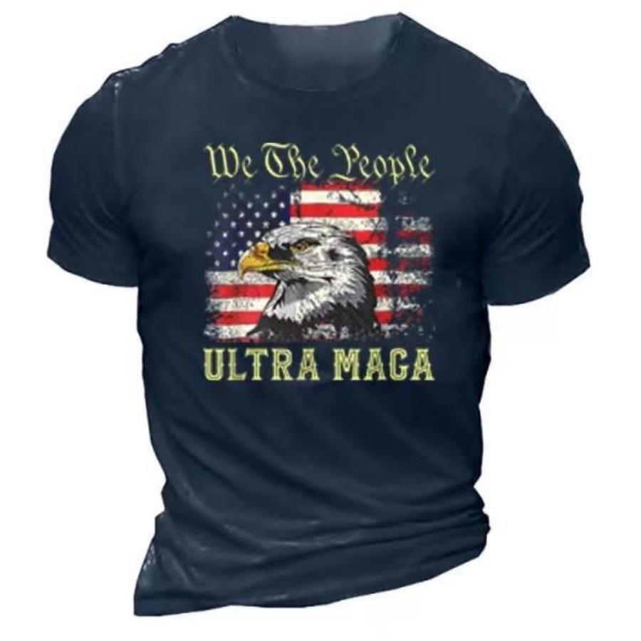 Pánská trička, letní volná, ležérní, módní, kulatý výstřih, 3D potiskem, krátký rukáv, top