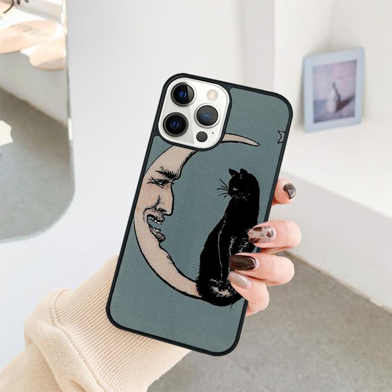 Witch Black Cat Phone Case For iPhone 17 Air 16 15 14 11 12 13 Pro MAX Plus coque Cover Shell