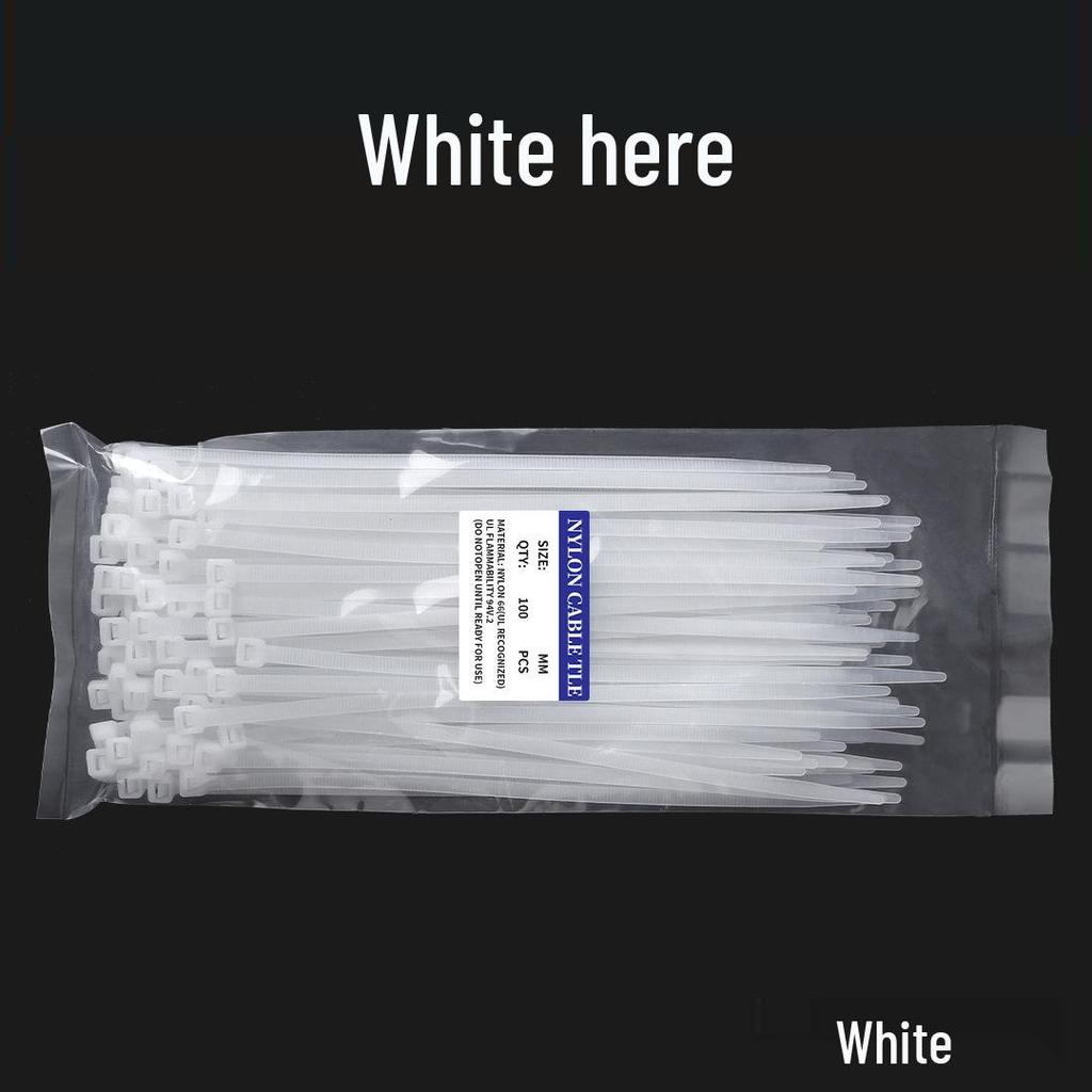 Nylon Industrial-Grade Self-Locking Cable Ties, 100-Pack