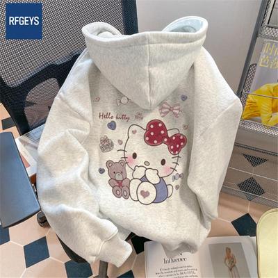 American Retro Cartoon Hoodie - Kids' & Women's Loose Fit Long Sleeve Sweatshirt for Spring & Autumn