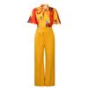 D341 European/American Summer Printed Stand-Up Collar Long Sleeve Shirt & Wide-Leg Pants Two-Piece Fashion Suit