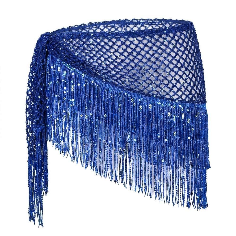 Sequins Tassel Triangle Hip Scarf Glitter Fringe Triangle Waist Wrap Scarf  Women Outfit