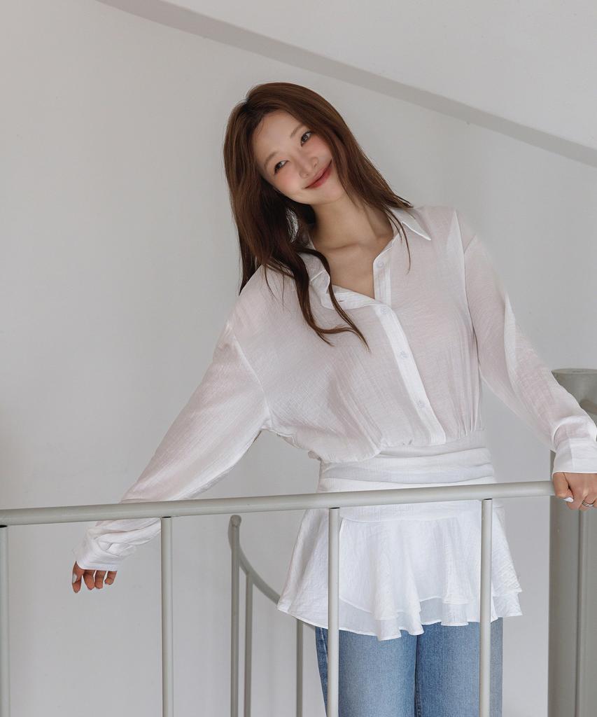HYFVE Smoked Banding Flare Shirt Dress