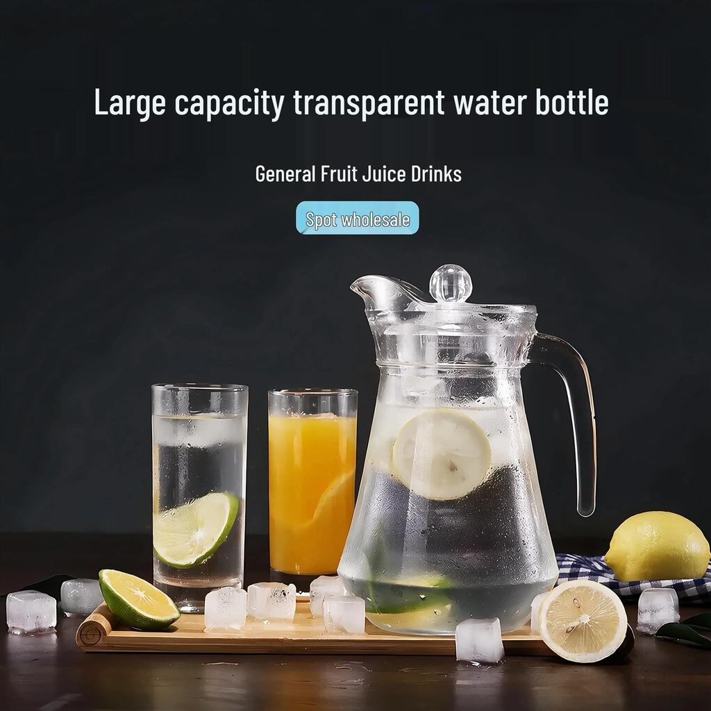Transparent Glass Cold Water Kettle with Lid for Home or Restaurant | Large Capacity Juice & Drink Pitcher