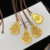 Gold shop style Chinese-style light luxury filigree pendant with diamonds, gourd-shaped Buddha for peace and protection, braided rope sweater chain,