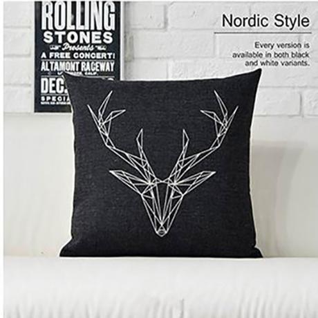 Nordic Concise Geometric Design Home Decor Cotton Linen Cushion Cover Animal Deer Letter Style Sofa Throw Pillow Case Cojines