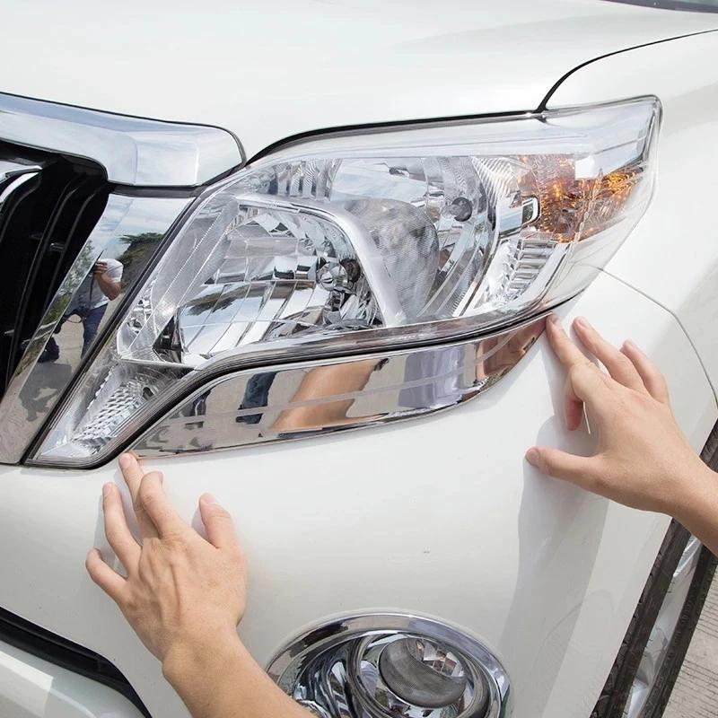 For Toyota Land Cruiser Prado 150 Fj150 2014 2015 2016 2017 ABS Chrome Front Headlight Lamp Strips Cover Trims Car Accessories