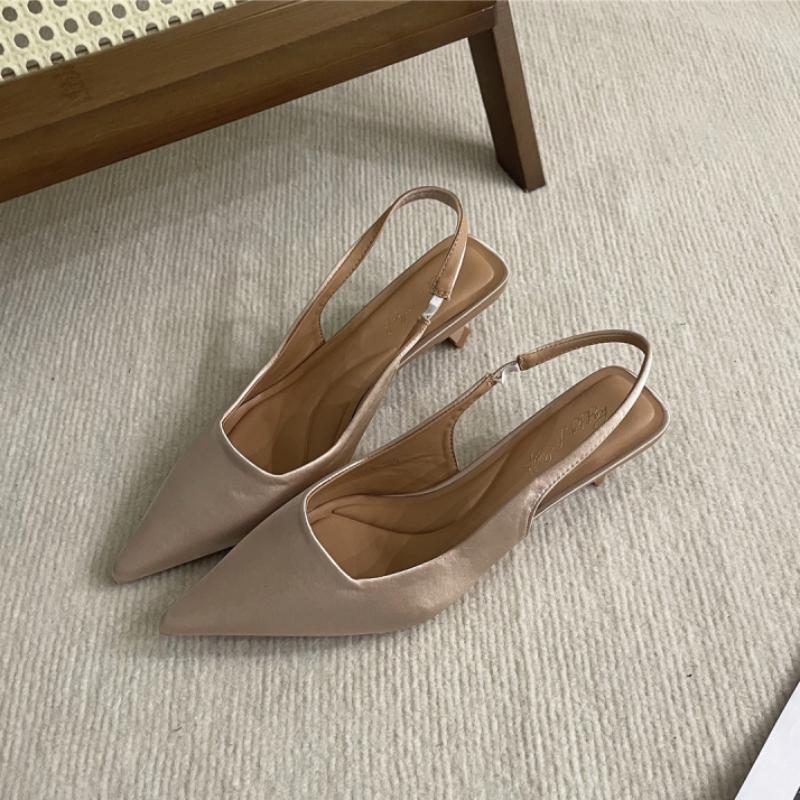 Fashion Bailamos Women Sandals Pointed Toe Elegant Low-heel Shoes Summer Fashion Slingback Woman Mules Shoes Pumps Dress Shoes