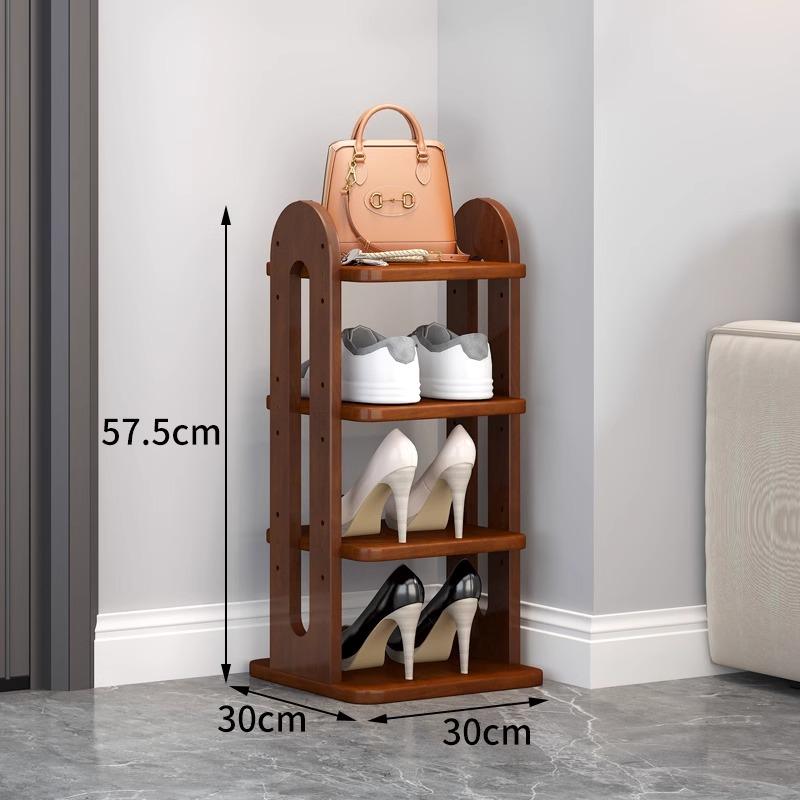Adjustable Solid Wood Shoe Rack - Slim Entryway Organizer for Small Spaces Multi-Tier Storage Shelf for Dorms/Apartments &Closet