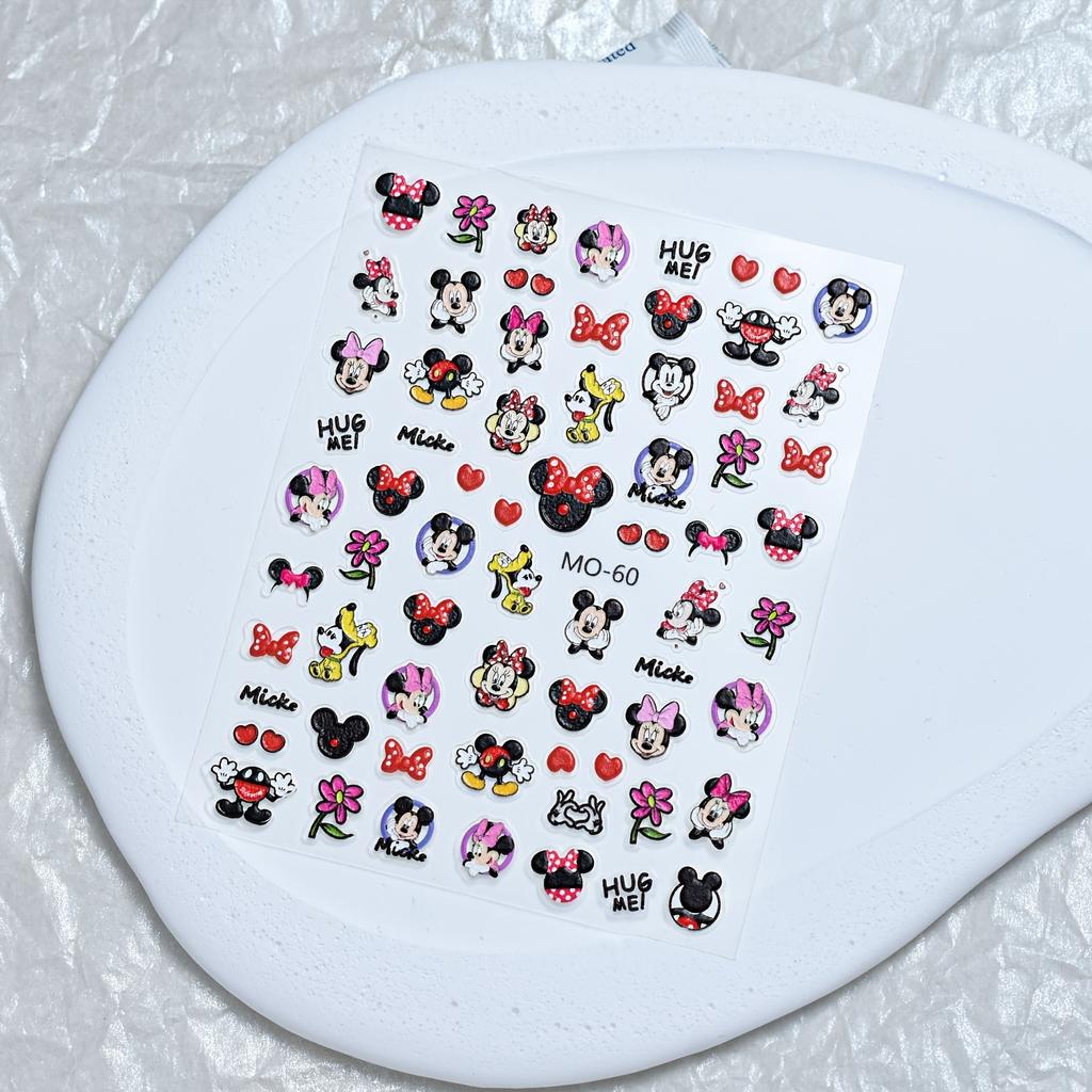 Disney Cartoon Mickey Minnie Relief Nail Stickers Kawaii Stitch Relief Nail Stickers Snow White Stickers DIY Mobile Phone Stickers
