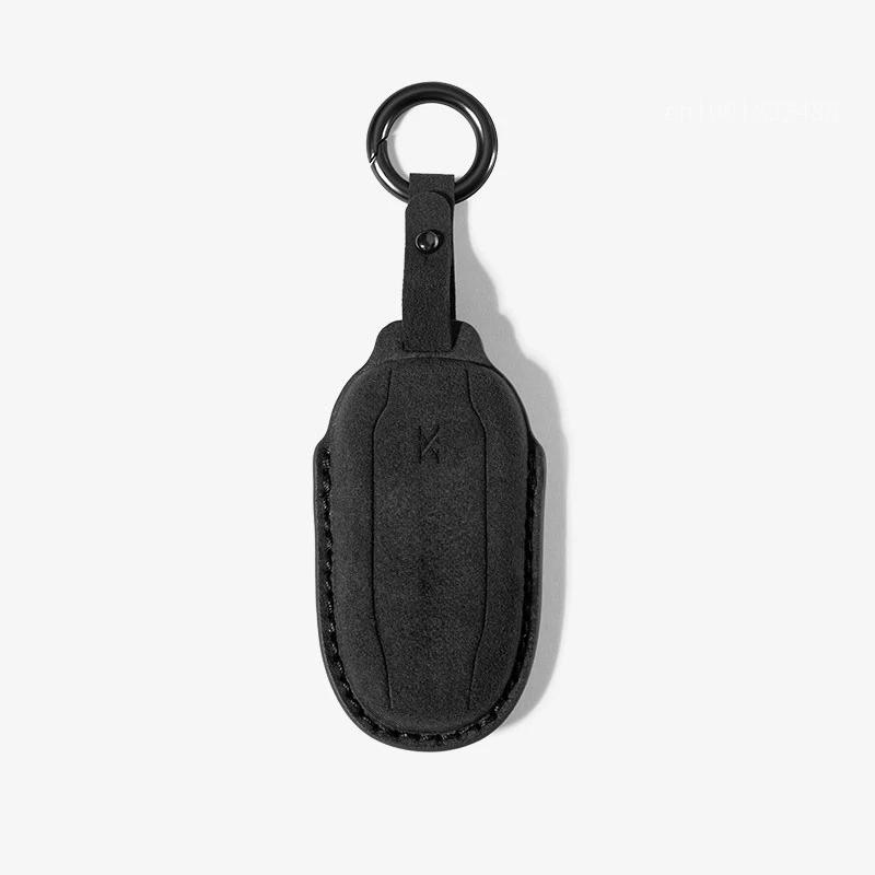Car Key Fob Case Cover Shell Fob For Tesla Model 3/X Model S/Y Keychain Key Bag Holder Protector Suede Key Case Accessories