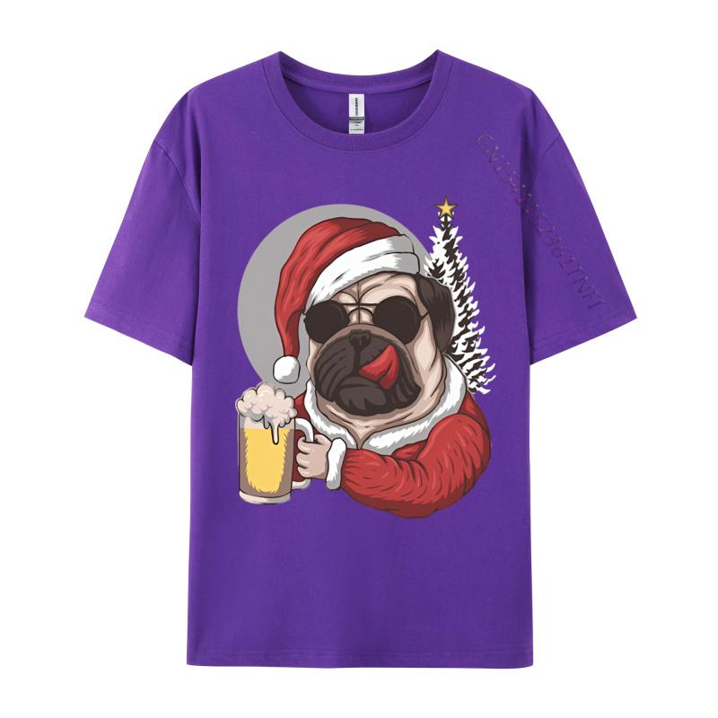 2024 New Mens T Shirt Pug Dog Wearing Santas Costume TShirt Black Tights Fitness For Male Free Shippping Clothes