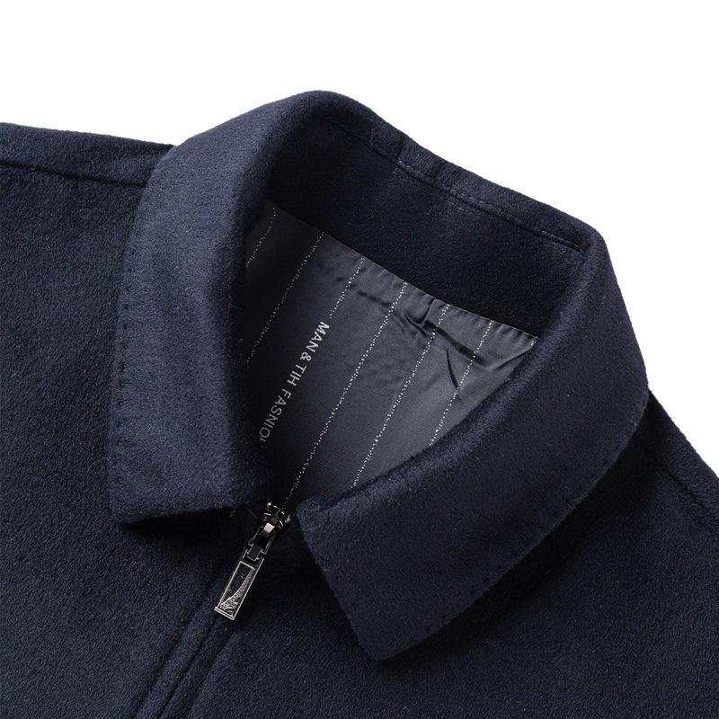 Autumn and Winter Men's Lapel Woolen Jacket Middle-aged Veteran Cadre Casual Coat Jacket Men's Clothing