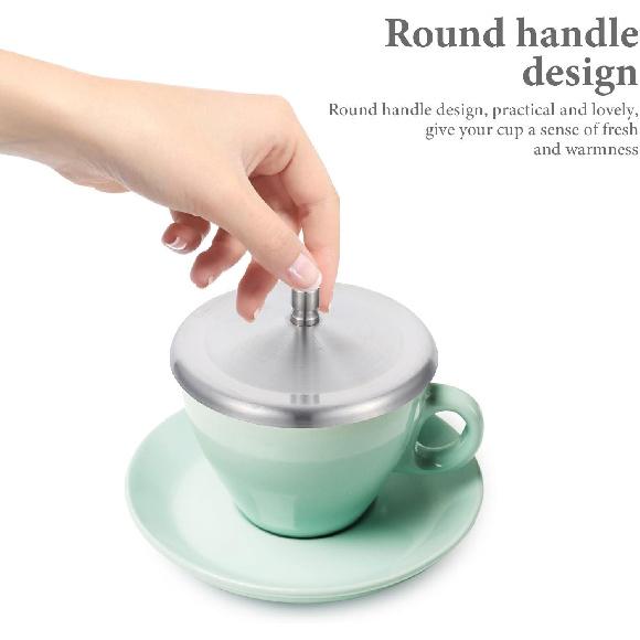 DOITOOL 5Pcs Mug Covers Stainless Steel Cup Covers for Drinks, Universal Cup Lid Coffee Covers for Mugs Stainless Steel Mug Cover Keep Out 3.7in