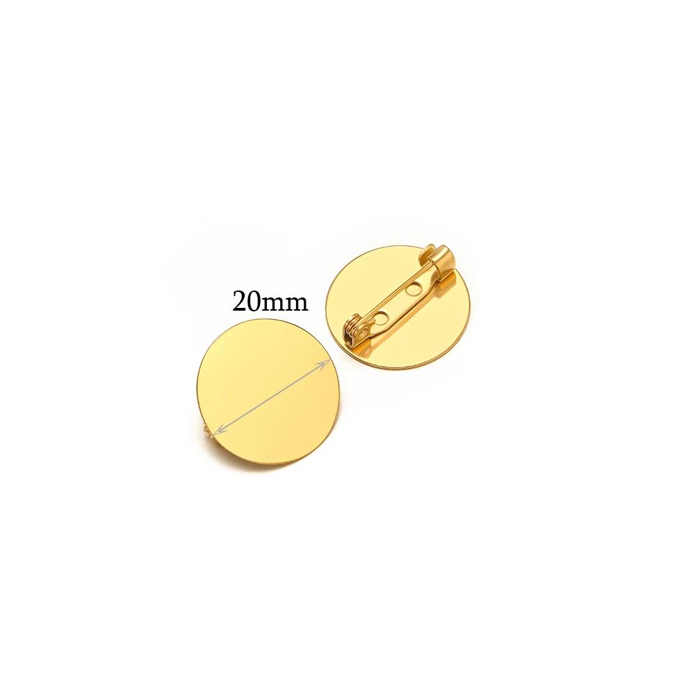 10pcs Stainless Steel 15mm 20mm Brooches Base Blank Tray Cabochon Cameo Settings for DIY Jewelry Findings Clothes Decoration