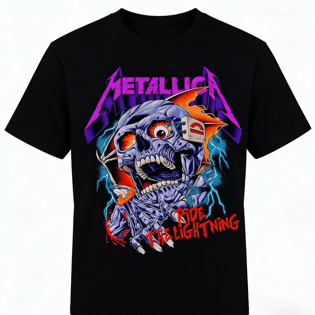 American Street Men's T-shirt Metallica Band Oversized T-shirt Men Harajuku Y2k Short Sleeve Cotton High Quality Loose Casual Female Male Clothing