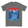 PAWS Funny Cat Parody For Shark And Cat Lovers TShirt Beach Y2K TShirts Cotton Tshirt For Men ShortSleeved Casual Tees