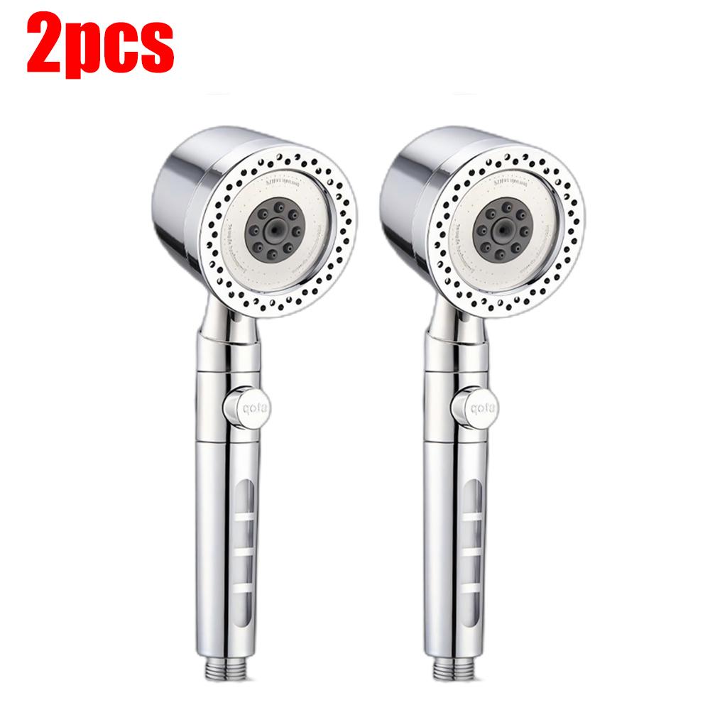 6 Modes High Pressure Shower Head ABS Water Saving Filter Showerhead Fall Resistance Bath Shower Nozzle Set with Stop Button