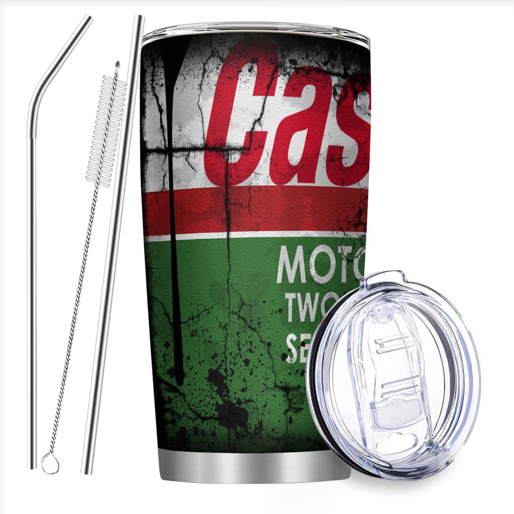 20oz Edelstahl Isolierter Becher WD40 Motorölfilter Aufdruck Doppelwandig mit Strohhalm und Deckel hält Kaltes Heißes Getränk Autobecher
