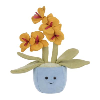Abrikoos Lam Geel Potplant Vlinderorchidee Pluche Speelgoed voor Kinderen, Zacht en Schattig, Pluizige Gele Potplant Vlinderorchidee voor Meisjes en Jongens, 28cm