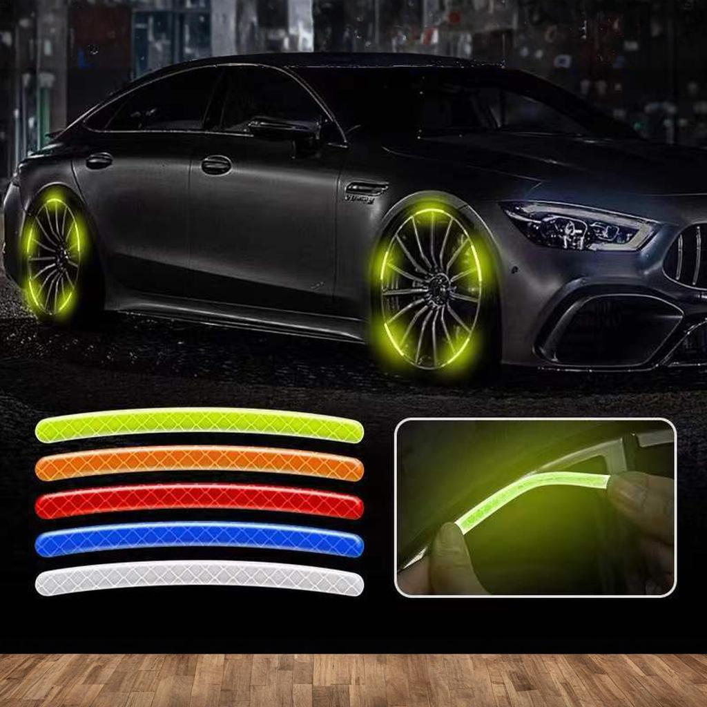 20 Stück Auto Radnaben Reflektierender Aufkleber Reifenfelge Reflektierende Streifen Leuchtend für Auto Fahrrad Motorrad Radaufkleber