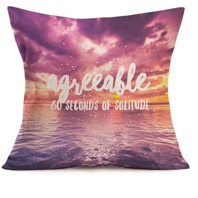 Sunset Beach Sunset Printing Linen Pillowcase Sofa Cushion Cover Home Decoration Can Be For You 40X40 50X50 60X60