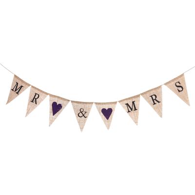 Mr Mrs Bunting Banner Brown Triangle Photo Props Wedding Party