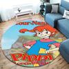 Pippi Longstocking Custom Name Round Area Rug,Carpet Rug for Living Room Bedroom Sofa Playroom Decor,Non-slip Floor Mat