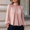 Blouse Plissée à Col Cache-cœur pour Femme avec Manches, Haut à Manches Longues Coupe Ample