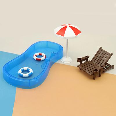Doll House Simulation Cute Mini Swimming Pool Swimming Circle Beach Chair Set