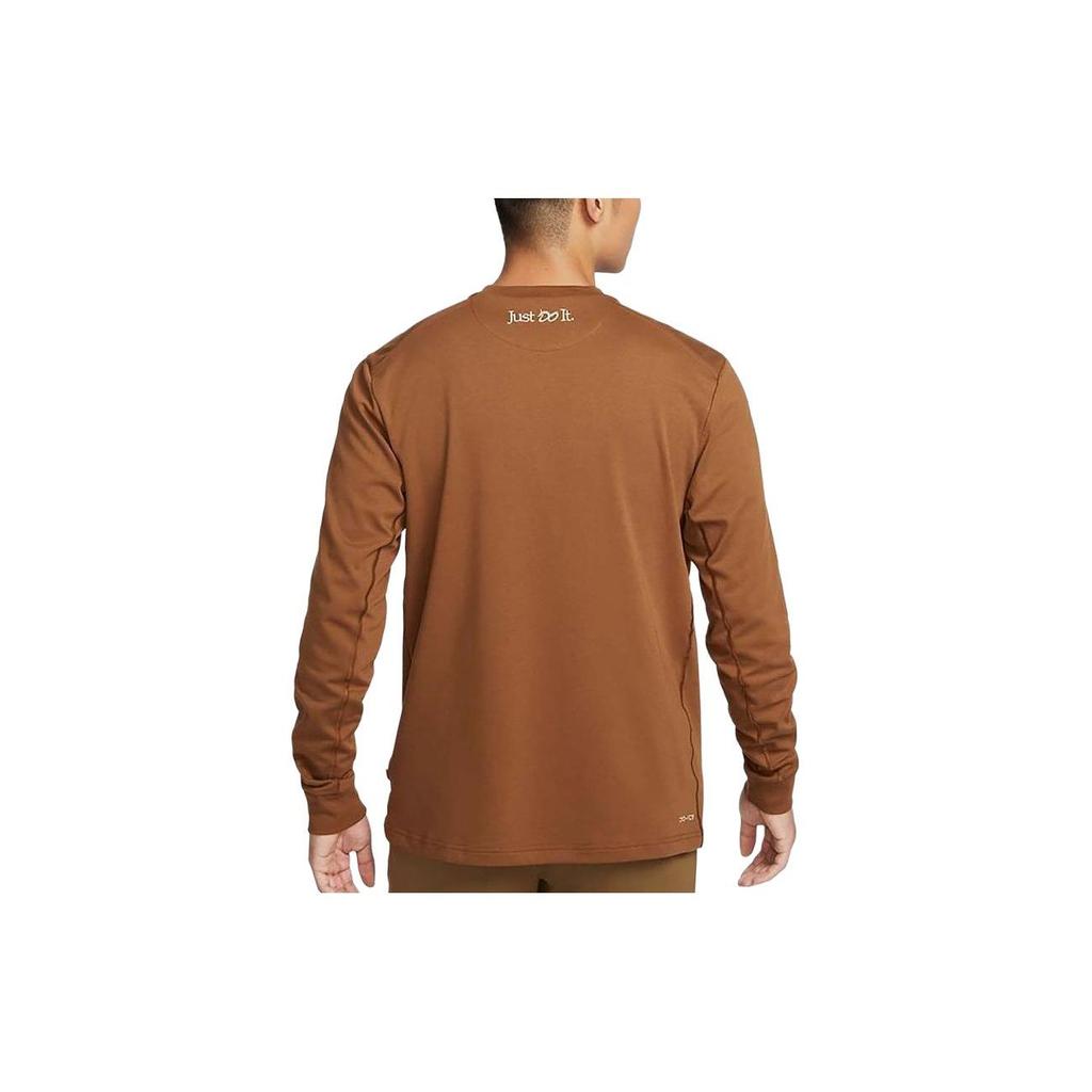 Nike Solid Color Quick-Dry Casual Sports Long Sleeve T-Shirt Men Tops Brown FZ6376-281